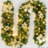 Christmas decorative wicker 2.7-meter denser hanging ornament, golden red wreath set, Christmas decoration details Picture